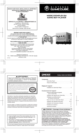 Mode D'emploi Du Game Boy Player
