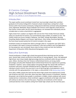 High School Enrollment Trends 2010-11 T O 2016-17 with Projection Year