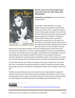 Gary Karr: Life on the G String