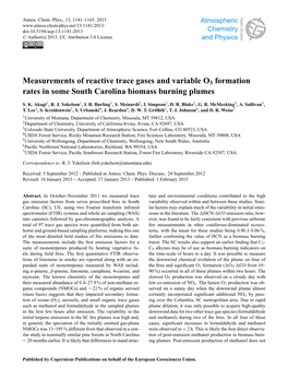 Measurements of Reactive Trace Gases and Variable O3 Formation Rates In