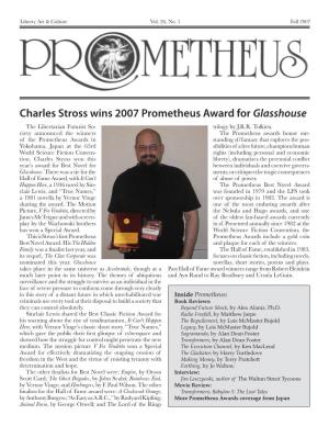 Charles Stross Wins 2007 Prometheus Award for Glasshouse the Libertarian Futurist So- Trilogy by J.R.R