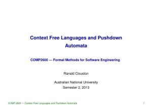 Context Free Languages and Pushdown Automata