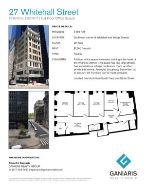 27 Whitehall Street FINANCIAL DISTRICT | Full Floor Office Space