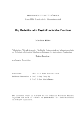 Key Derivation with Physical Unclonable Functions