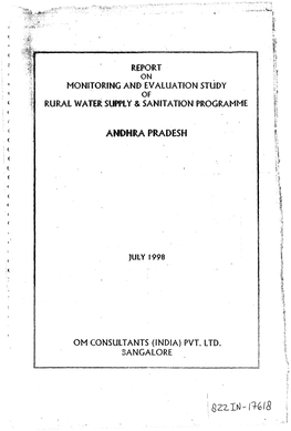 MONITORING and EVALUATION STUDY RURAL Wathtstpfty & SAHITATÍON PROGRAMME PRADESH OM CONSULTANTS (INDIA) PVT. LTD. BANGALORE