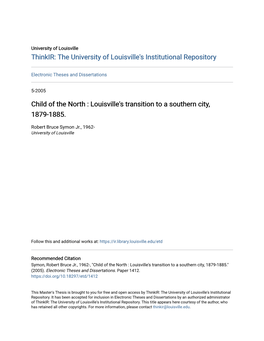 Louisville's Transition to a Southern City, 1879-1885