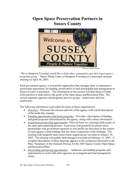 Open Space Preservation Partners in Sussex County