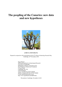 The Peopling of the Canaries: New Data and New Hypotheses