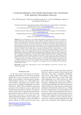 A Molecular Phylogeny of the Subtribe Sporobolinae and a Classification Of