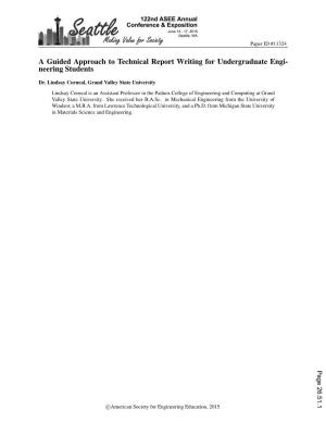 A Guided Approach to Technical Report Writing for Undergraduate Engineering Students