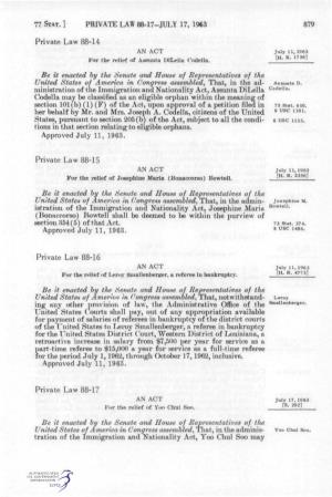 PRIVATE LAW 88-17-JULY 17, 1963 879 Private Law 88