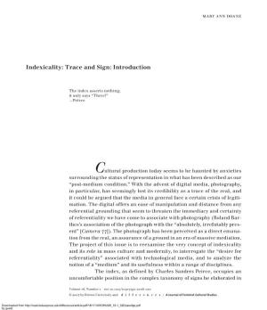Indexicality: Trace and Sign: Introduction
