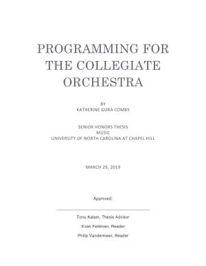 Programming for the Collegiate Orchestra