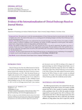 Evidence of the Internationalization of Clinical Endoscopy Based on Journal Metrics