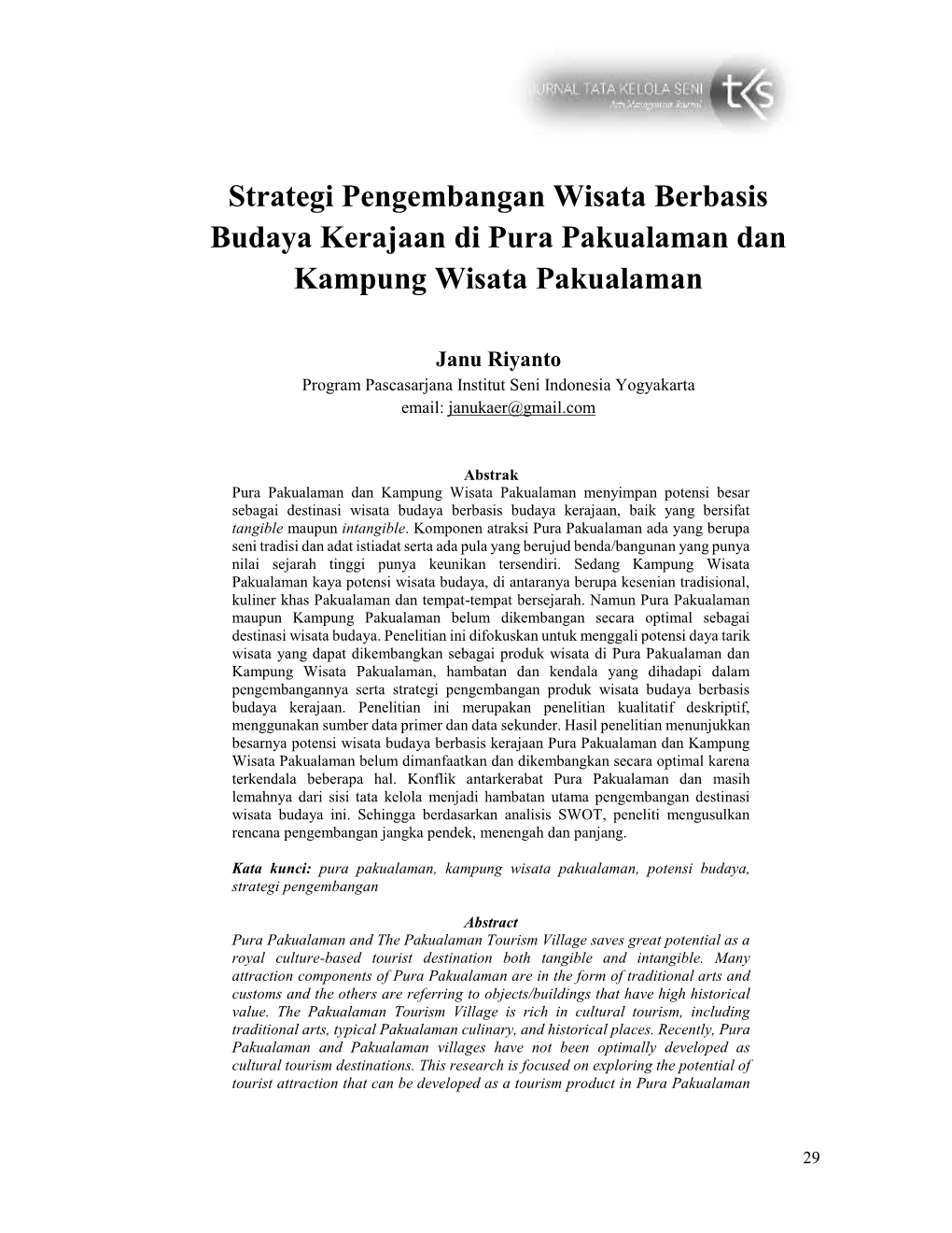 Strategi Pengembangan Wisata Berbasis Budaya Kerajaan Di Pura ...