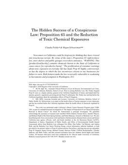 The Hidden Success of a Conspicuous Law: Proposition 65 and the Reduction of Toxic Chemical Exposures