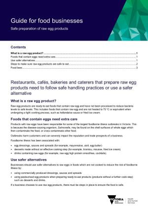 Guide for Food Businesses Safe Preparation of Raw Egg Products