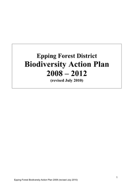 Epping Forest District Local Biodiversity Action Plan 2008 – 2011 (Revised 10 June 2010)