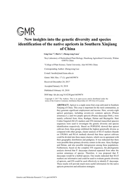 New Insights Into the Genetic Diversity and Species Identification of the Native Apricots in Southern Xinjiang of China