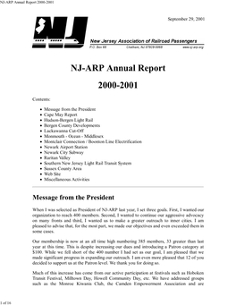 NJ-ARP Annual Report 2000-2001
