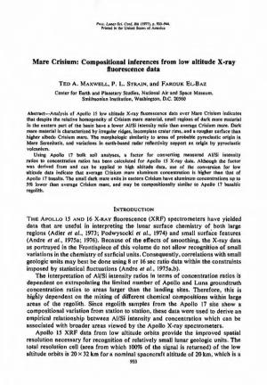 Mare Crisium; Compositional Inferences from Low Altitude X-Ray Fluorescence Data