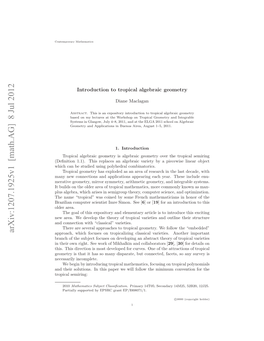 Introduction to Tropical Algebraic Geometry 3