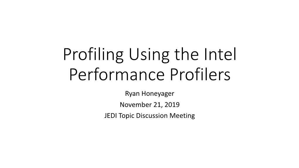 2019-11-20 Intel Profiling Tools