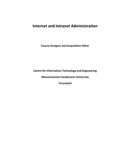 Internet and Intranet Administration