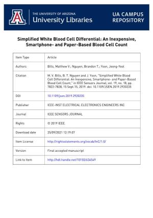 Simplified White Blood Cell Differential: an Inexpensive, Smartphone- and Paper-Based Blood Cell Count