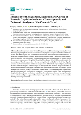 Insights Into the Synthesis, Secretion and Curing of Barnacle Cyprid Adhesive Via Transcriptomic and Proteomic Analyses of the Cement Gland