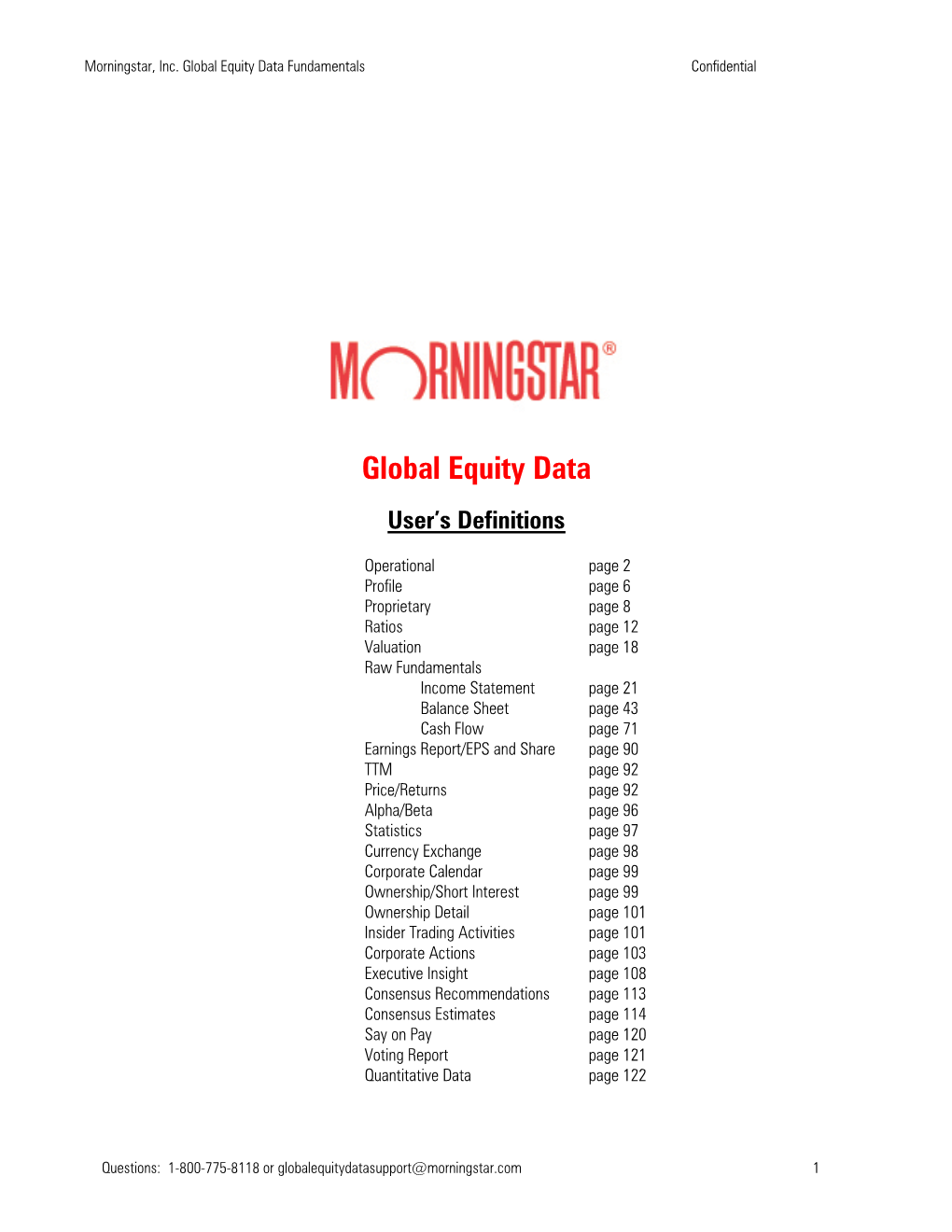 Global Equity Data Fundamentals Confidential