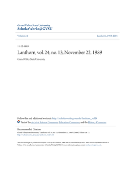 Lanthorn, Vol. 24, No. 13, November 22, 1989 Grand Valley State University