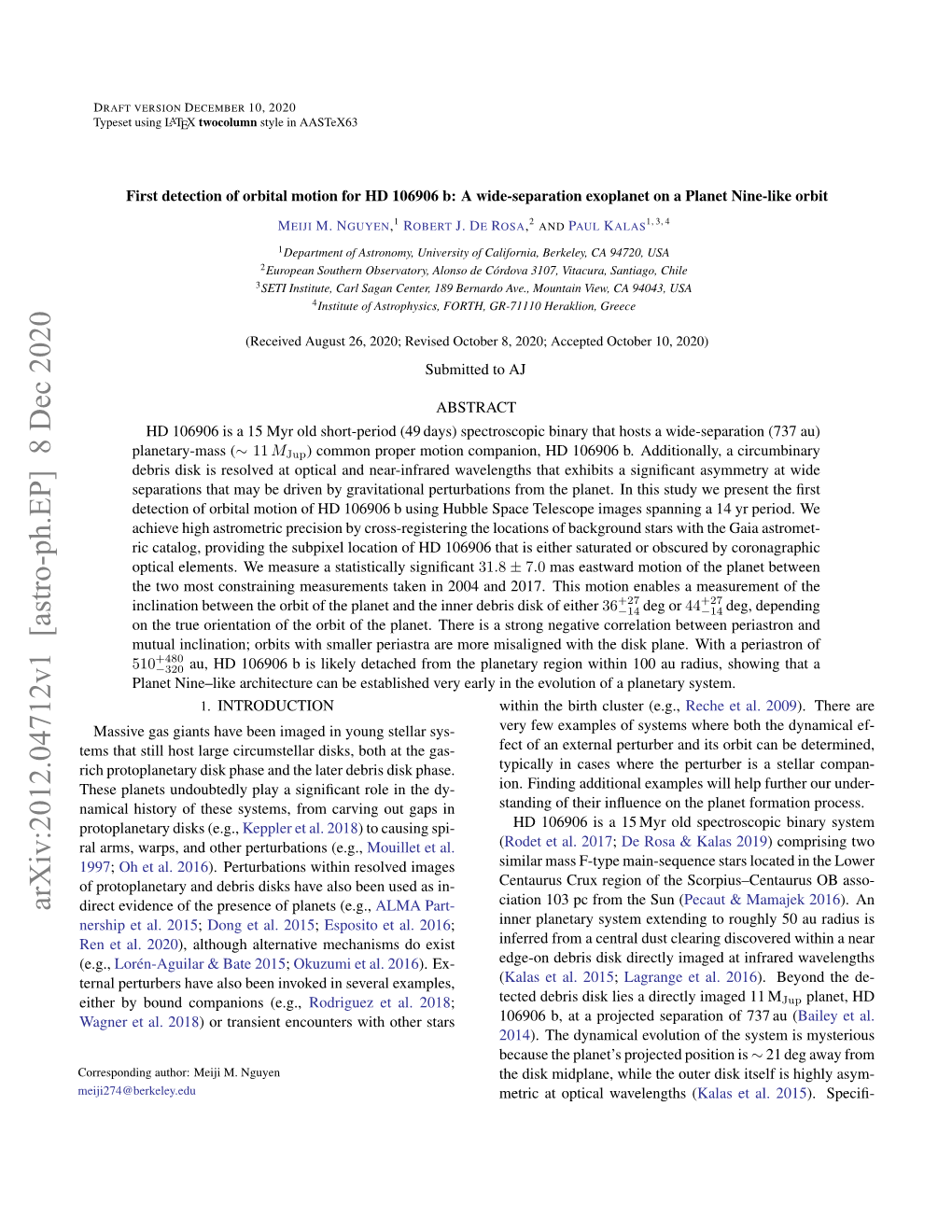 Arxiv:2012.04712V1 [Astro-Ph.EP] 8 Dec 2020 Direct Evidence of the Presence of Planets (E.G., ALMA Part- Nership Et Al