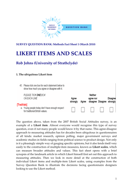 SQB Methods Fact Sheet 1: Likert Items and Scales