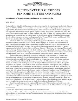 Building Cultural Bridges: Benjamin Britten and Russia