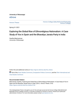 Exploring the Global Rise of Ethnoreligious Nationalism: a Case Study of Vox in Spain and the Bharatiya Janata Party in India