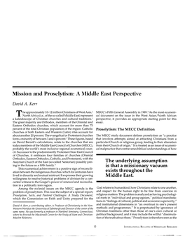Mission and Proselytism: a Middle East Perspective