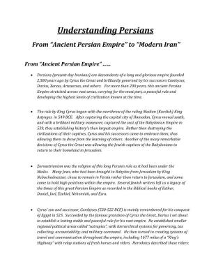Understanding Persians from “Ancient Persian Empire” to “Modern Iran”