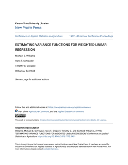 Estimating Variance Functions for Weighted Linear Regression