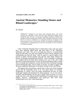 Ancient Memories: Standing Stones and Ritual Landscapes *
