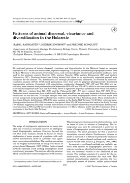 Patterns of Animal Dispersal, Vicariance and Diversification in the Holarctic