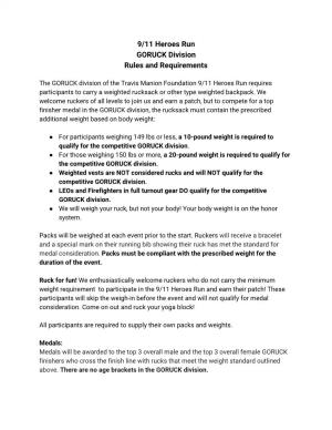 9/11 Heroes Run GORUCK Division Rules and Requirements
