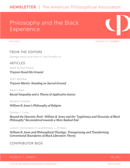 Philosophy and the Black Experience