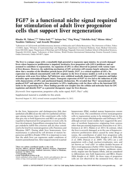 FGF7 Is a Functional Niche Signal Required for Stimulation of Adult Liver Progenitor Cells That Support Liver Regeneration