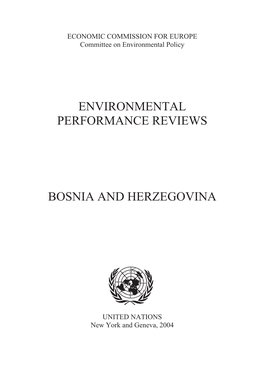 Environmental Performance Reviews Bosnia And