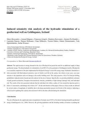 Induced Seismicity Risk Analysis of the Hydraulic Stimulation of a Geothermal Well on Geldinganes, Iceland