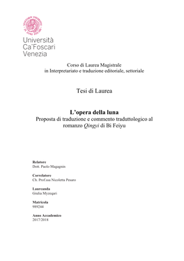 Tesi Di Laurea L'opera Della Luna