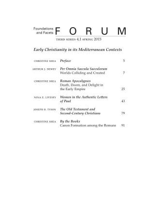 Early Christianity in Its Mediterranean Contexts