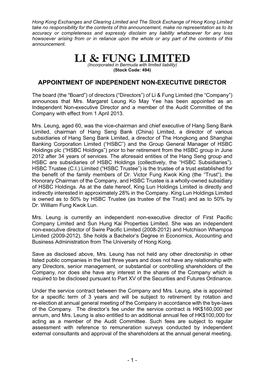Appointment of Independent Non-Executive Director