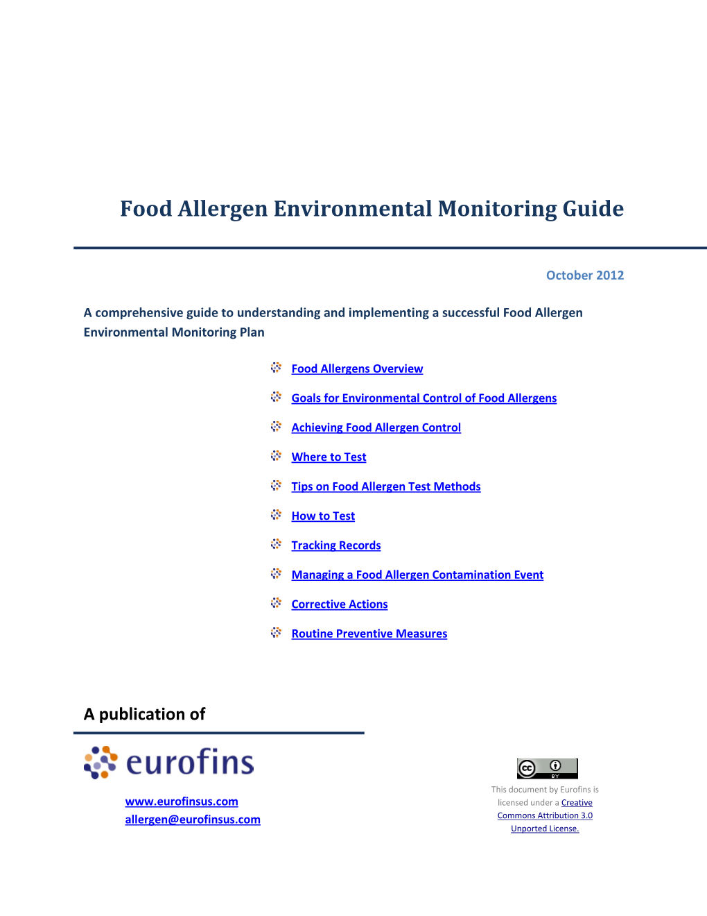 Food Allergen Environmental Monitoring Guide - DocsLib